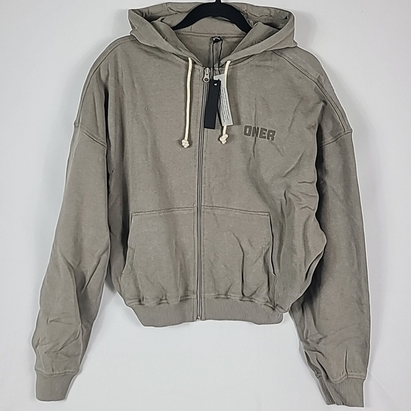 NWT Oner Active Women's Raw Lounge Oversized Zip Hoodie Warm Sand Size M #dirty - Picture 1 of 7